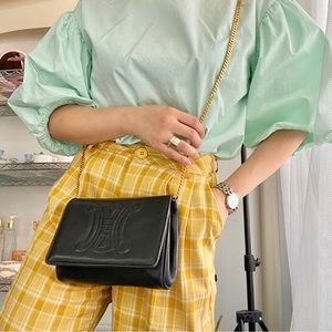 *SOLD* CELINE Chain Shoulder Bag Leather Black Purse Vintage